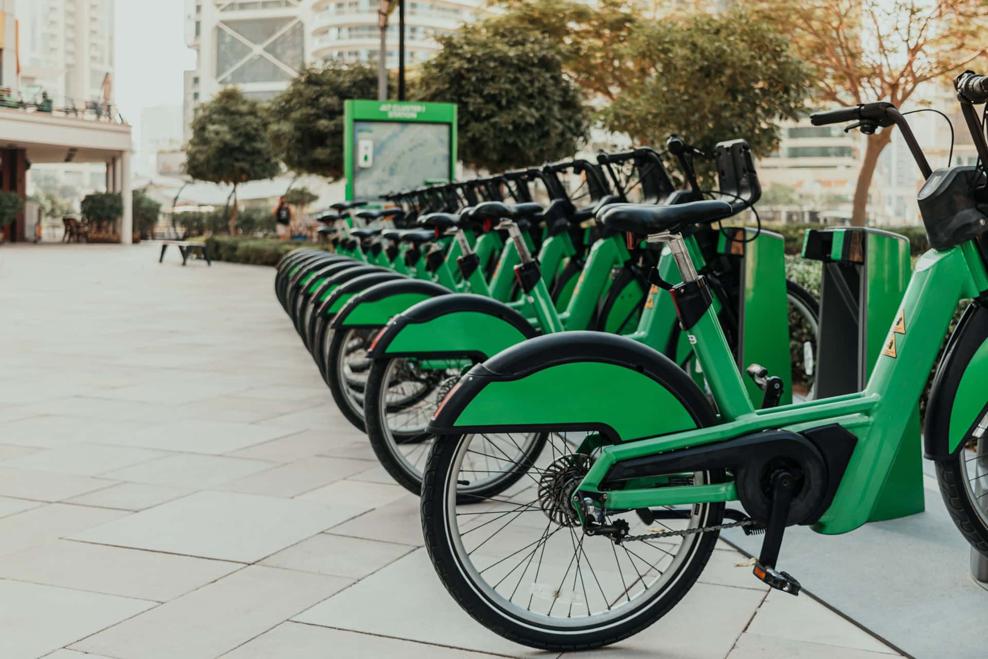 Eco friendly bikes parked